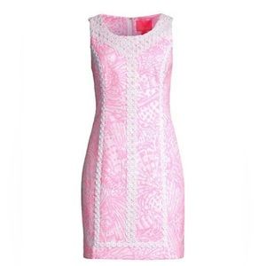 Women’s Lilly Pulitzer Macfarlane Pelican Pink Sea Cups Lace Trim Dress